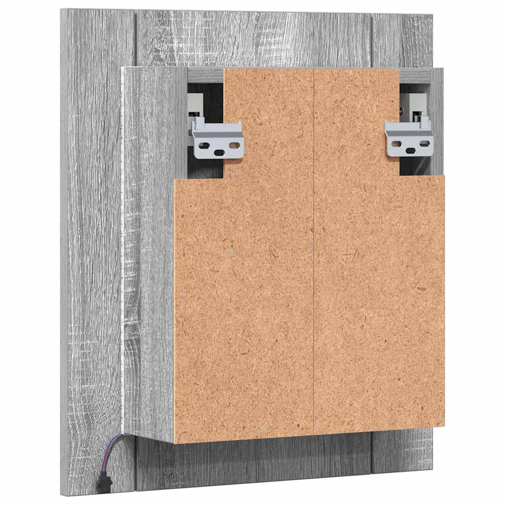 LED mirror bathroom cabinet, gray, 40x12x45 cm, wood