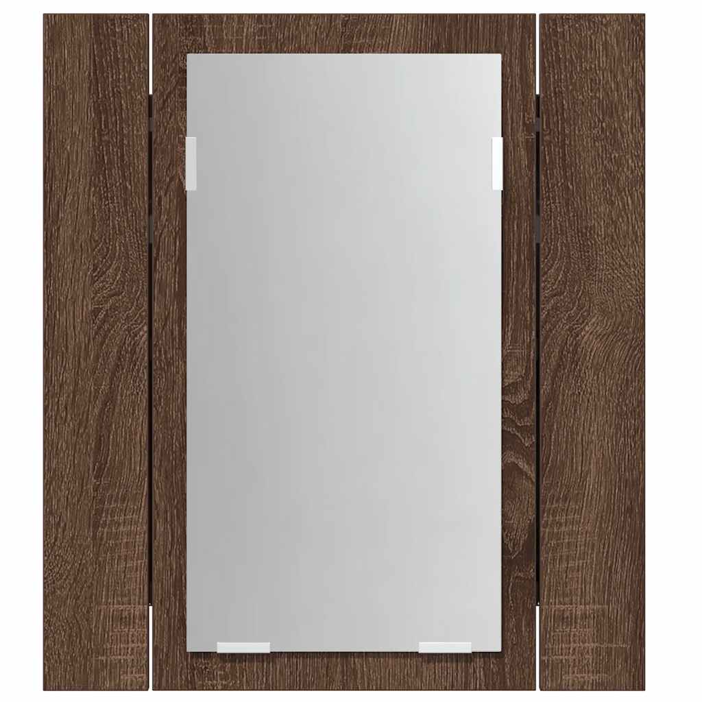 Veidrodinė LED vonios spintelė, ruda, 40x12x45cm, mediena