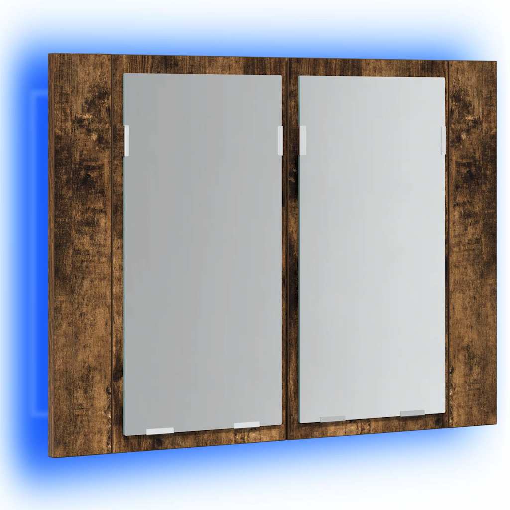 Veidrodinė LED vonios spintelė, ąžuolo, 60x12x45cm, mediena