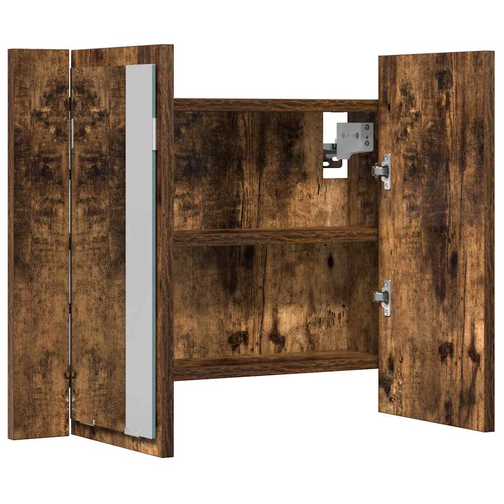 Veidrodinė LED vonios spintelė, ąžuolo, 60x12x45cm, mediena