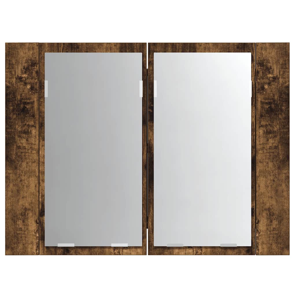 Veidrodinė LED vonios spintelė, ąžuolo, 60x12x45cm, mediena