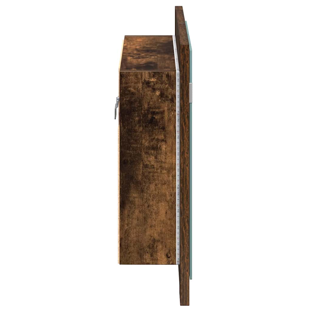 Veidrodinė LED vonios spintelė, ąžuolo, 60x12x45cm, mediena