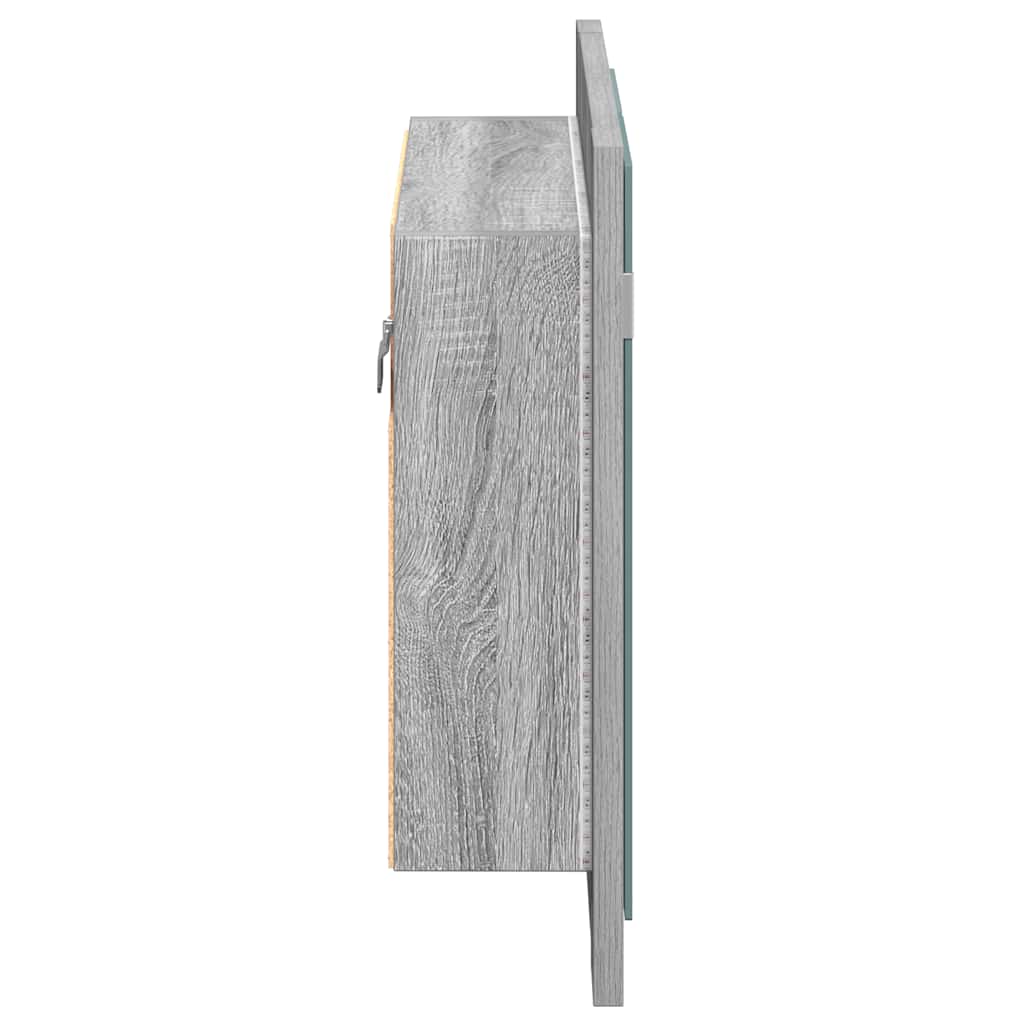 Veidrodinė LED vonios spintelė, pilka, 60x12x45cm, mediena