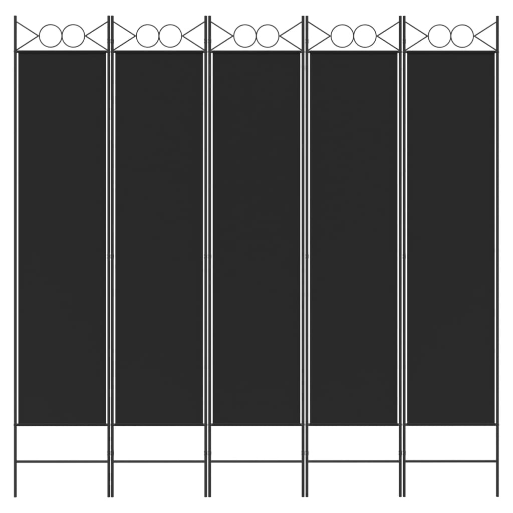Kambario pertvara, 5 dalių, juodos spalvos, 200x200cm, audinys