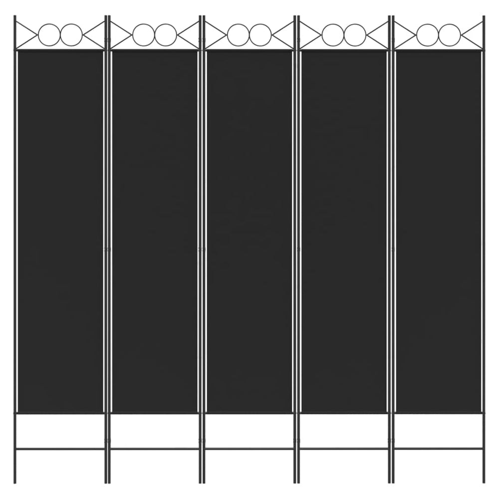 Kambario pertvara, 5 dalių, juodos spalvos, 200x200cm, audinys