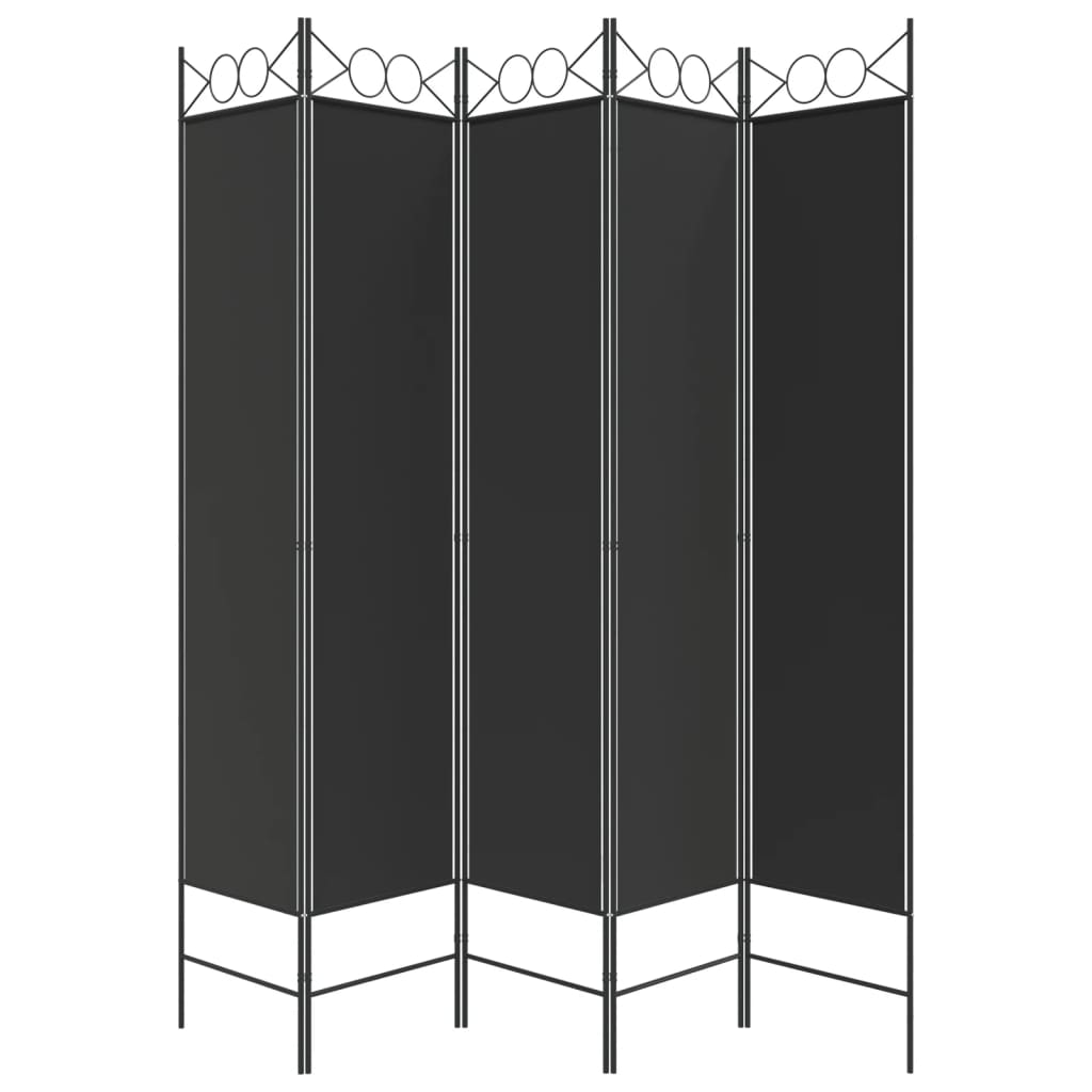 Kambario pertvara, 5 dalių, juodos spalvos, 200x200cm, audinys
