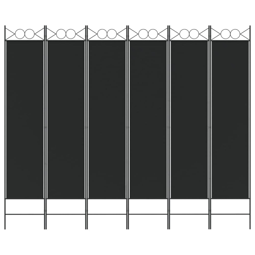 Kambario pertvara, 6 dalių, juodos spalvos, 240x200cm, audinys