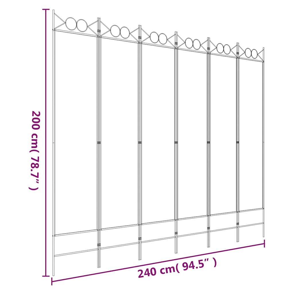 Telpas sadalītājs, 6 daļas, melns, 240x200cm, audums