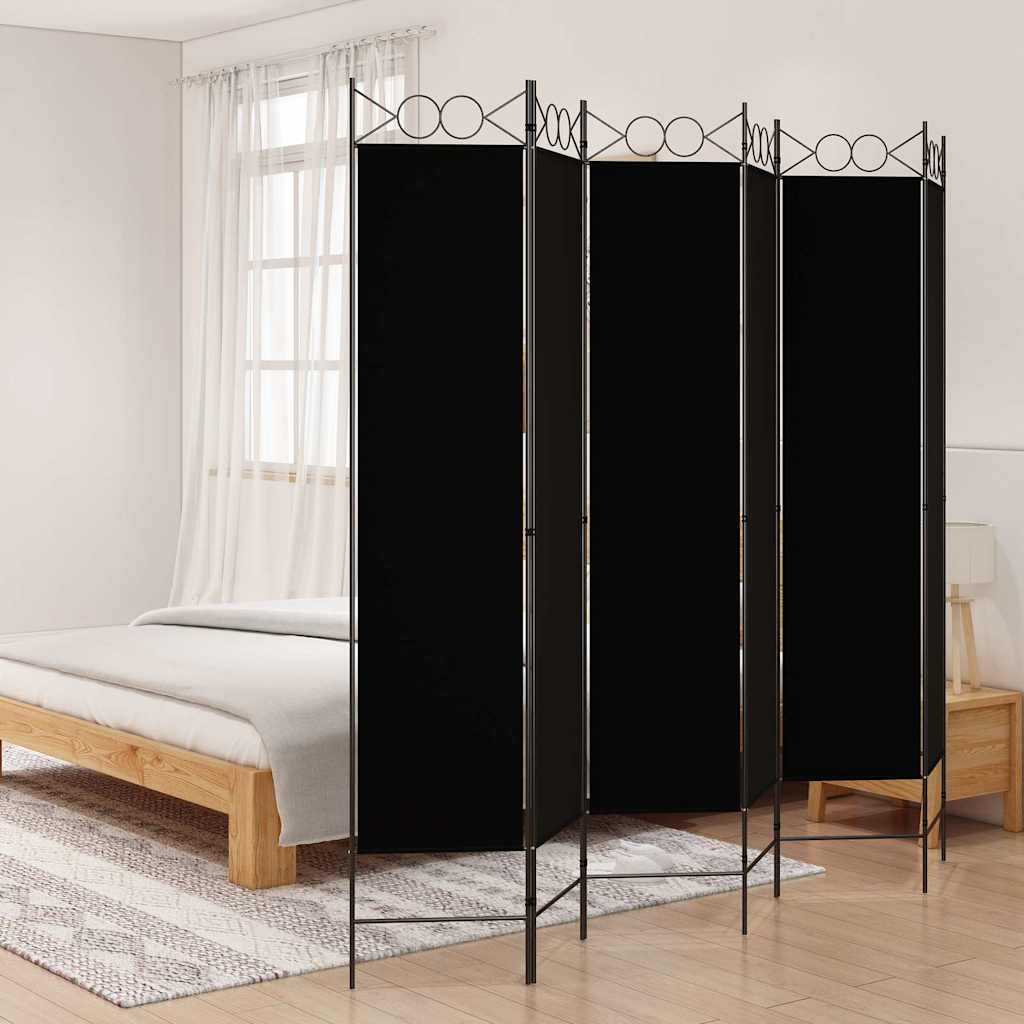 Telpas sadalītājs, 6 daļas, melns, 240x200cm, audums
