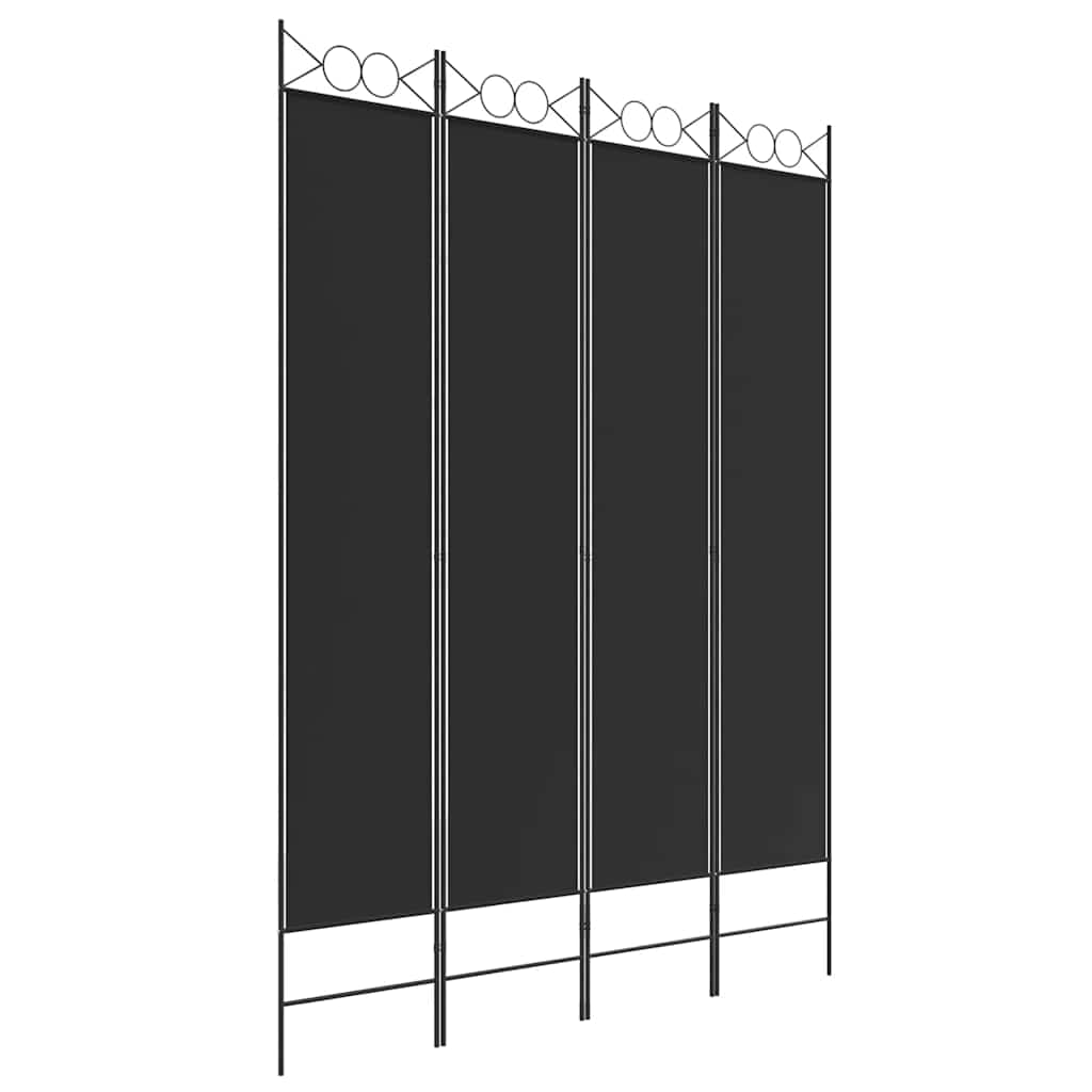 Telpu starpsiena, 4 daļu, melna, 160x220cm, audums