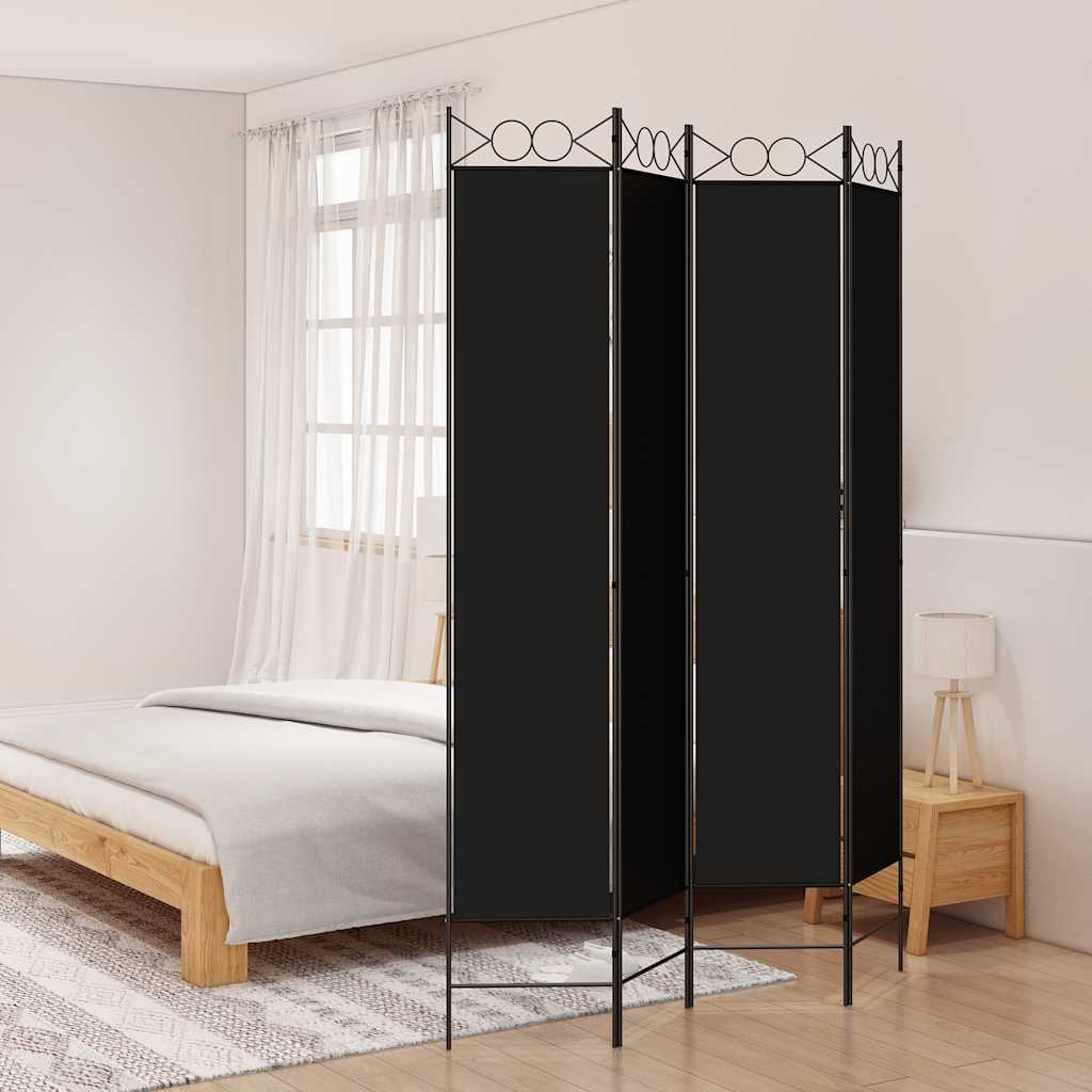 Telpu starpsiena, 4 daļu, melna, 160x220cm, audums