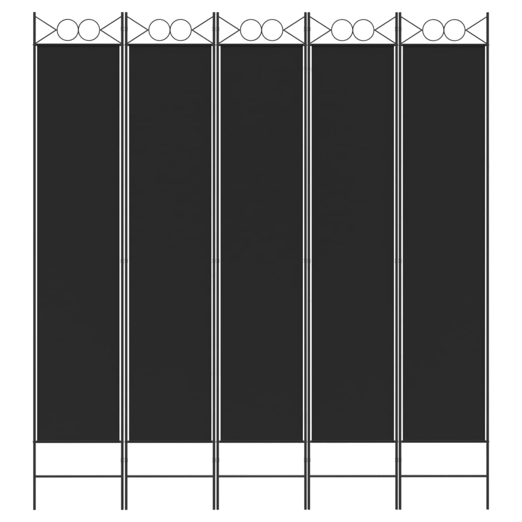 Istabas nodalītājs, 5 daļas, melns, 200x220 cm, audums