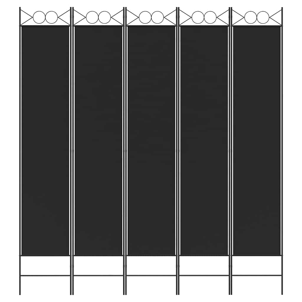 Istabas nodalītājs, 5 daļas, melns, 200x220 cm, audums