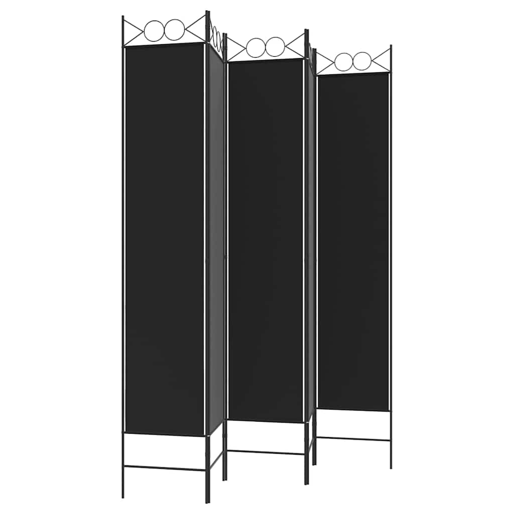 Istabas nodalītājs, 5 daļas, melns, 200x220 cm, audums