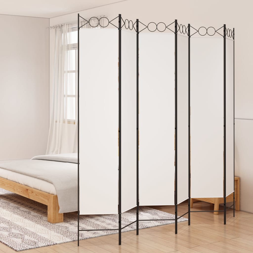 Telpas sadalītājs, 6 daļas, balts, 240x220cm, audums