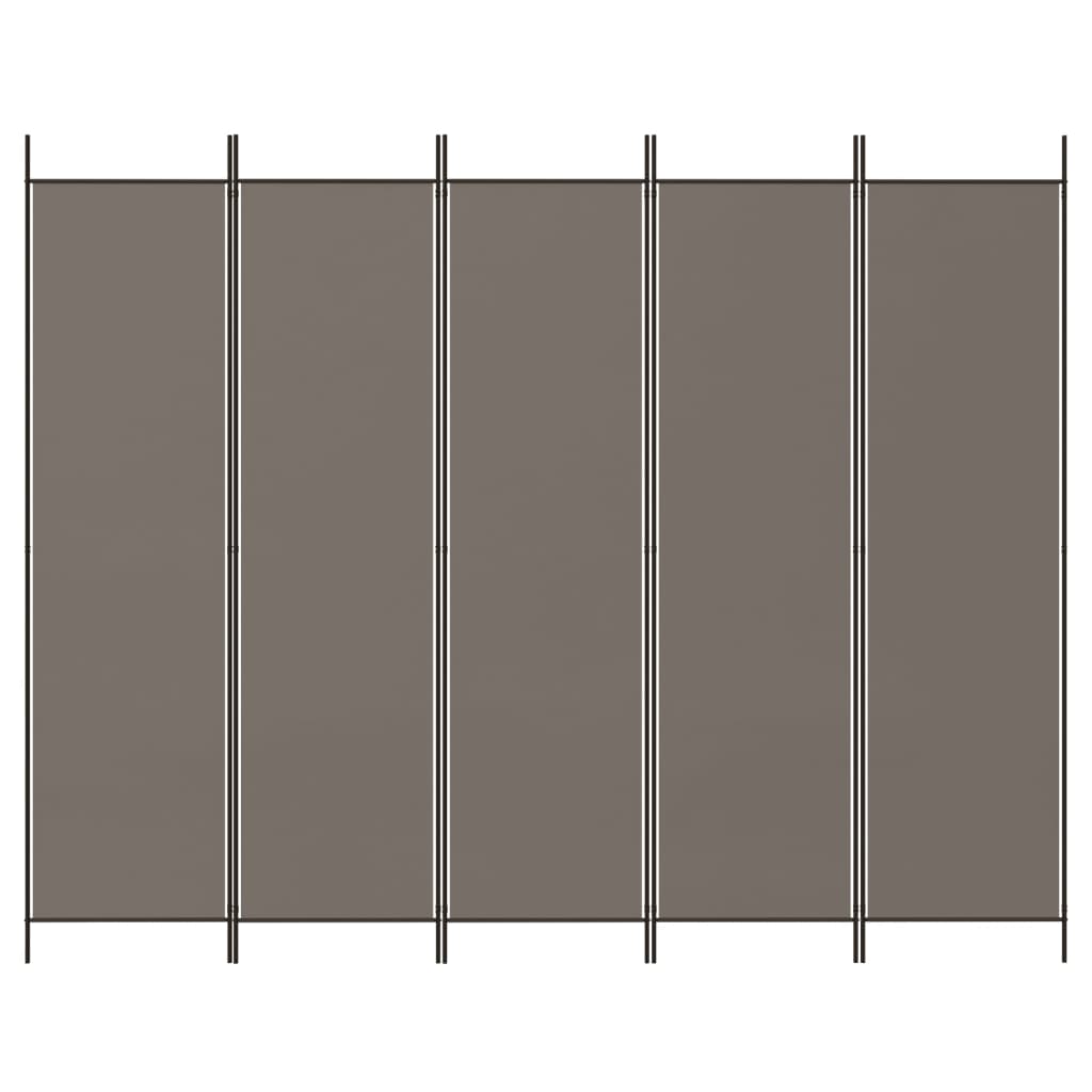 Istabas sadalītājs, 5 daļas, antracīts, 250x200cm, audums