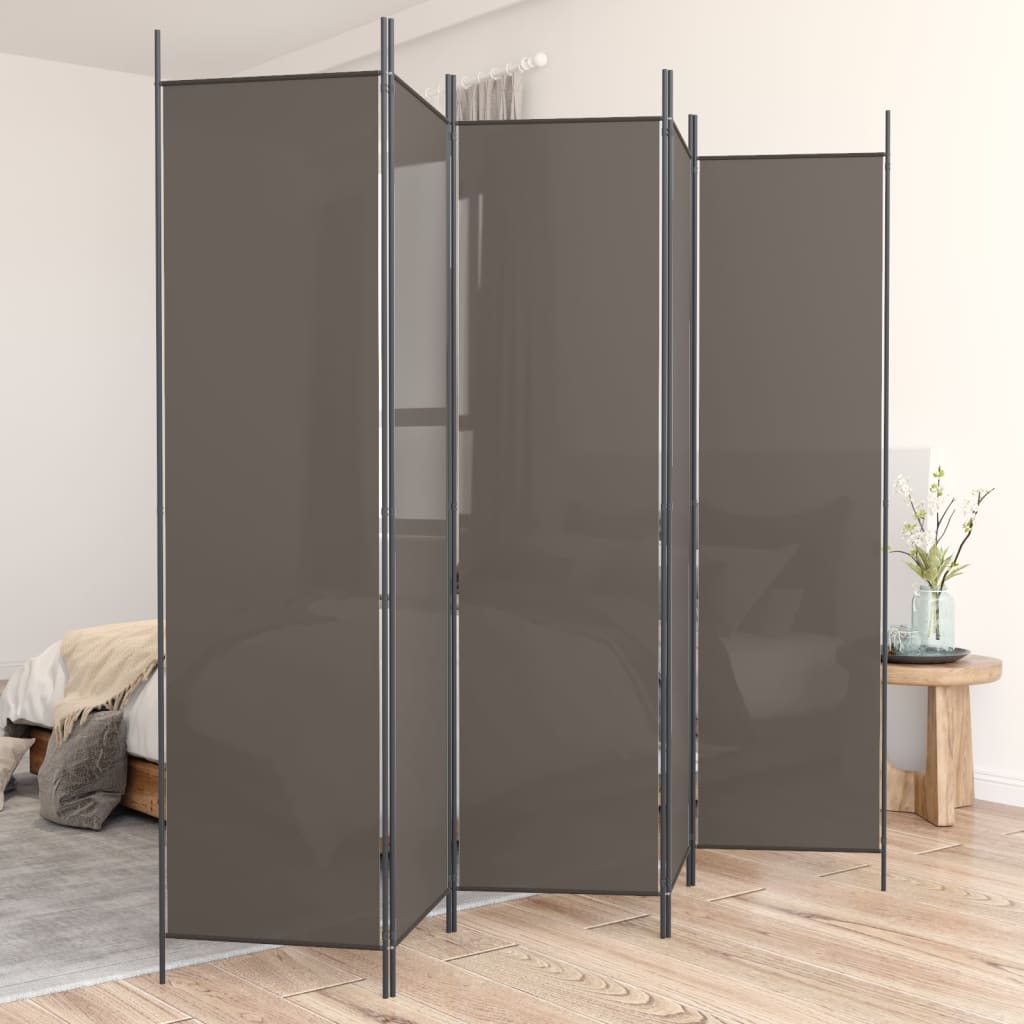 Istabas sadalītājs, 5 daļas, antracīts, 250x200cm, audums