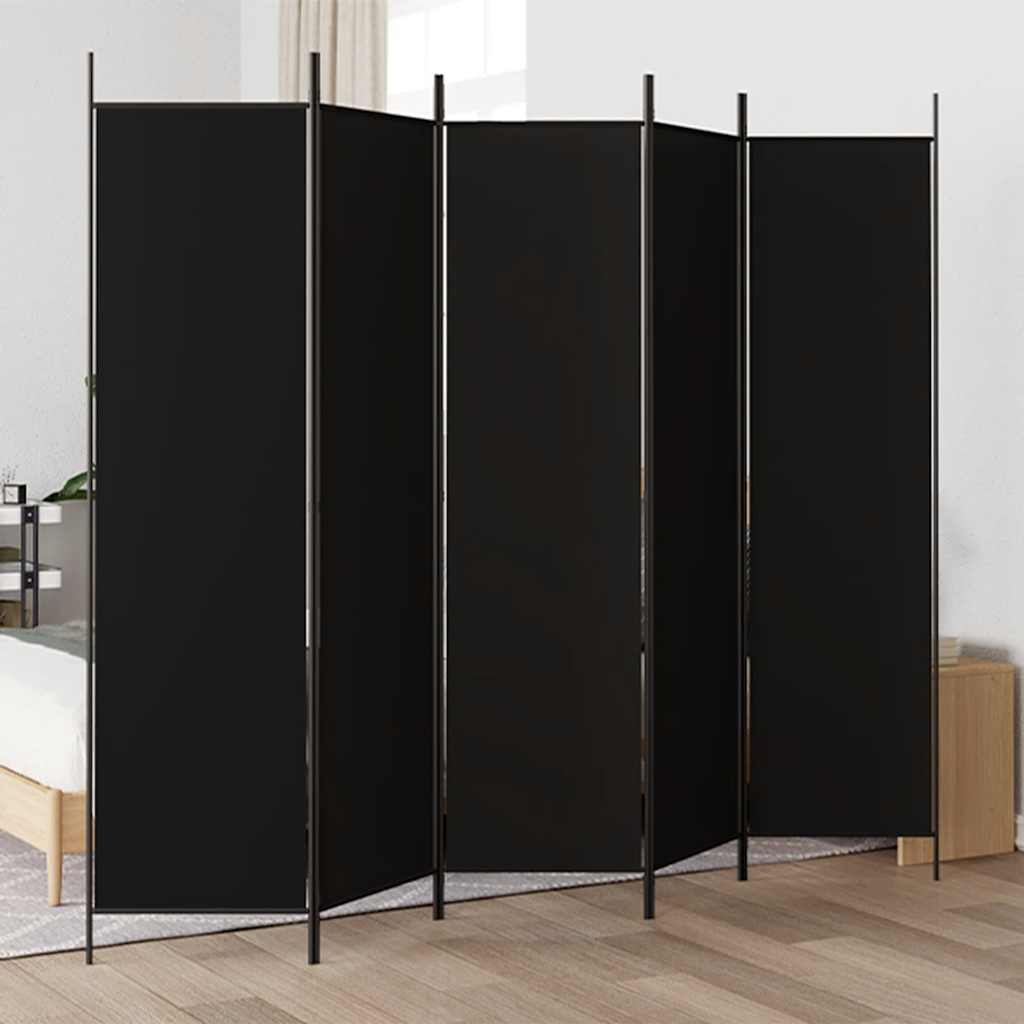 Kambario pertvara, 5 dalių, juodos spalvos, 250x200cm, audinys