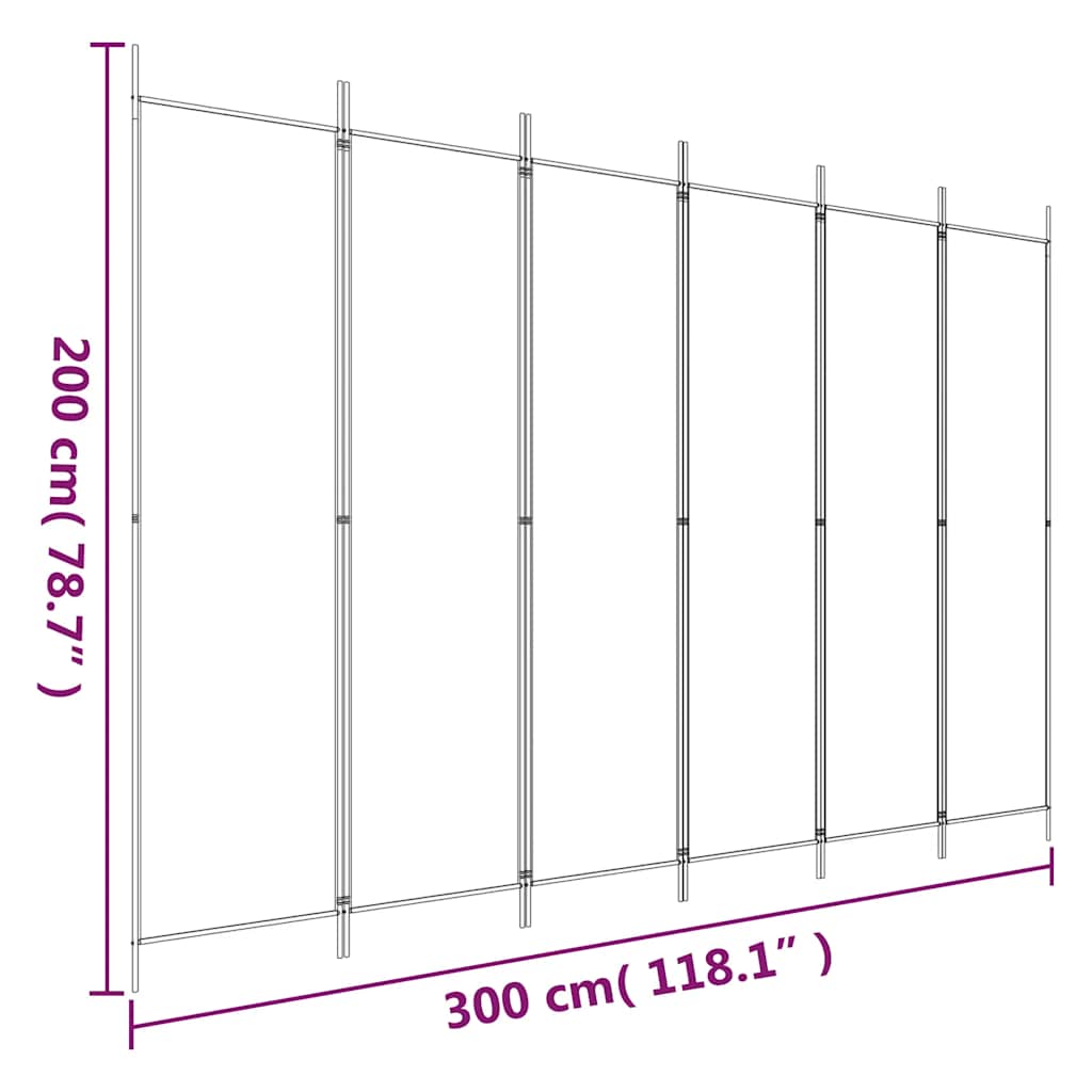 Istabas nodalītājs, 6 daļas, brūns, 300x200cm, audums