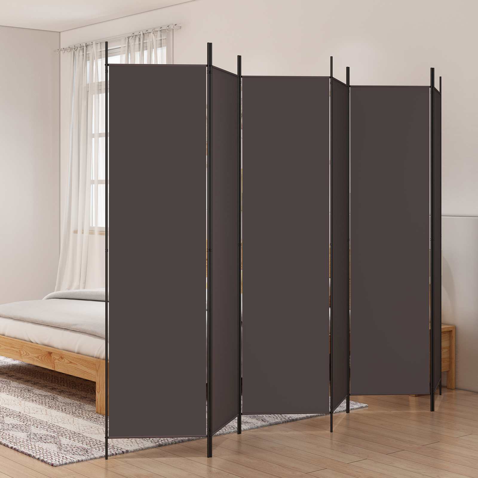 Istabas nodalītājs, 6 daļas, brūns, 300x200cm, audums