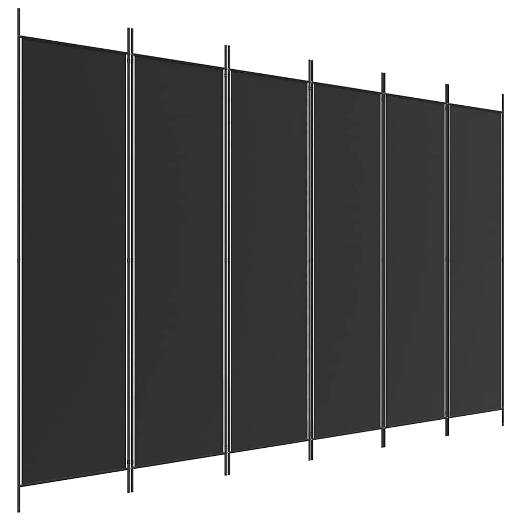 Kambario pertvara, 6 dalių, juodos spalvos, 300x200cm, audinys