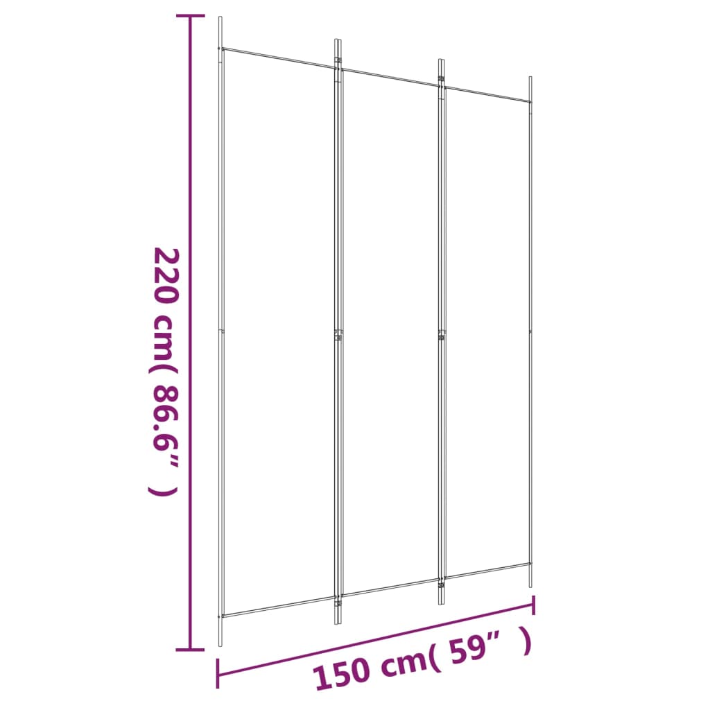 Room divider, 3-panel, anthracite, 150x220cm, fabric