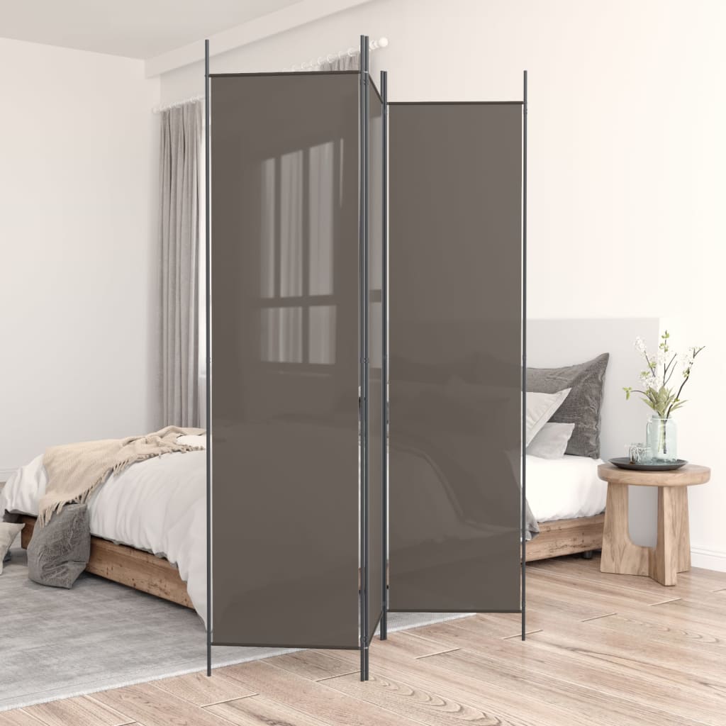 Room divider, 3-panel, anthracite, 150x220cm, fabric