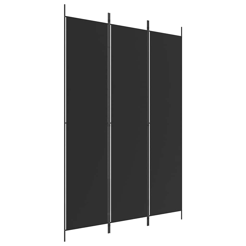 Kambario pertvara, 3 dalių, juodos spalvos, 150x220cm, audinys