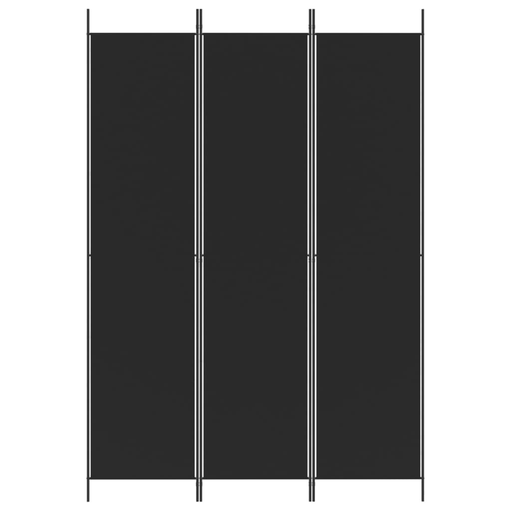 Kambario pertvara, 3 dalių, juodos spalvos, 150x220cm, audinys