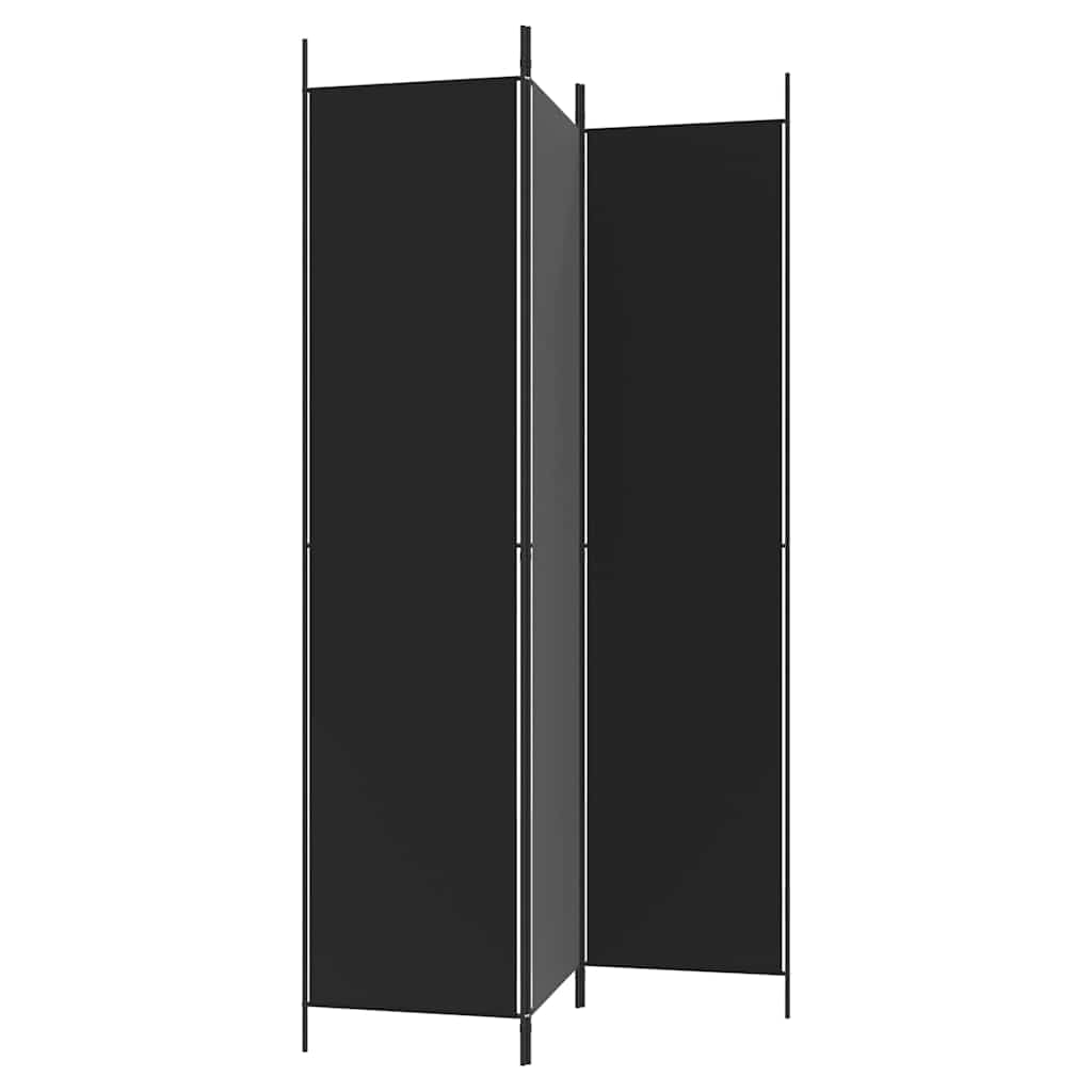 Kambario pertvara, 3 dalių, juodos spalvos, 150x220cm, audinys