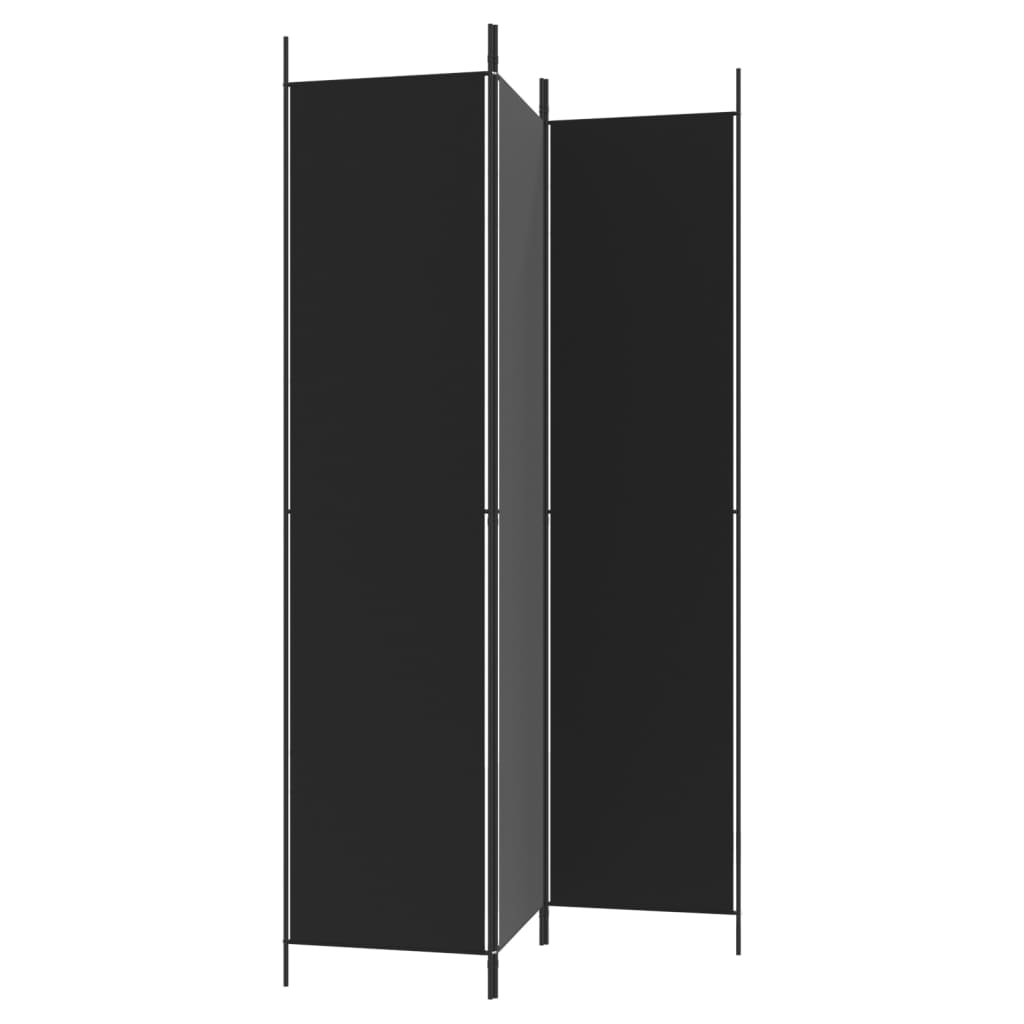 Kambario pertvara, 3 dalių, juodos spalvos, 150x220cm, audinys