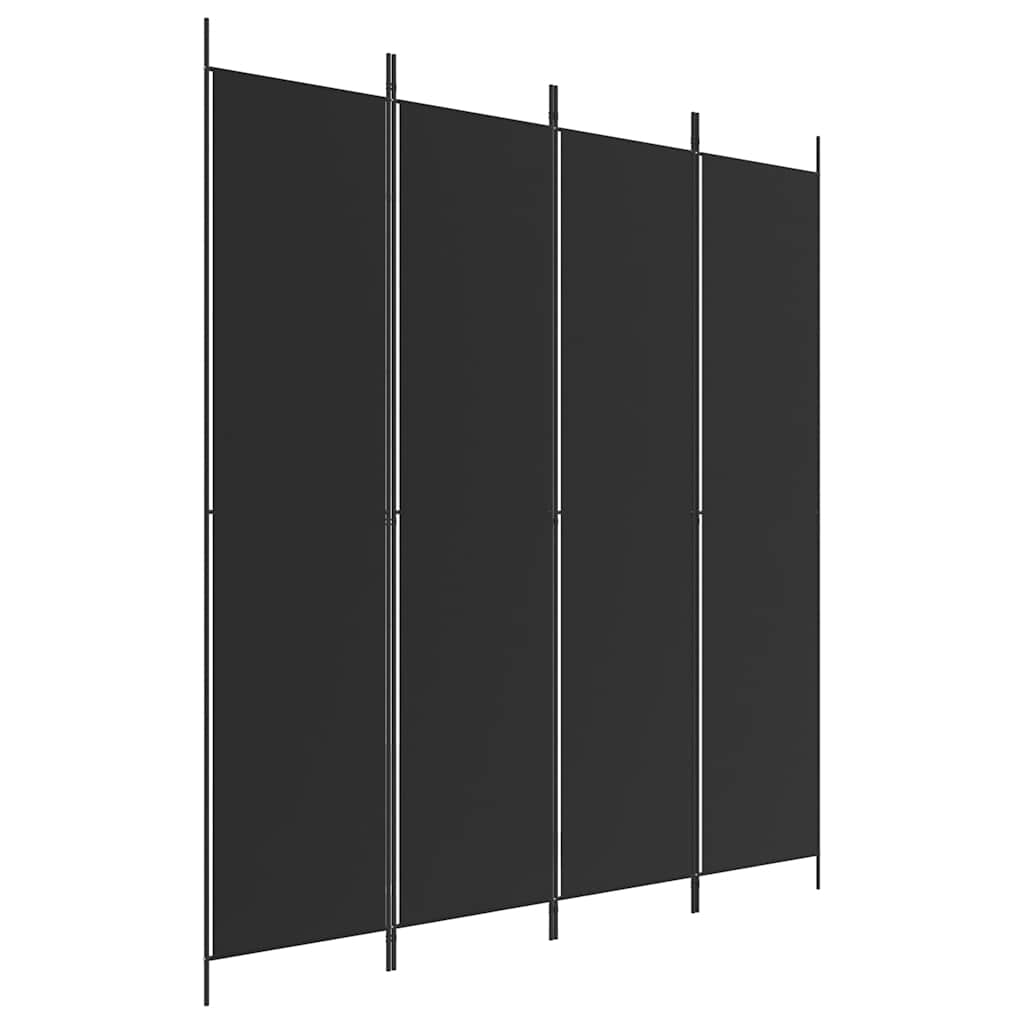 Kambario pertvara, 4 dalių, juodos spalvos, 200x220cm, audinys