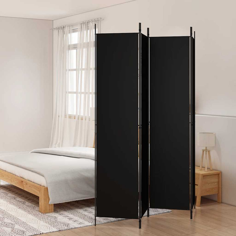 Room divider, 4-panel, black, 200x220cm, fabric