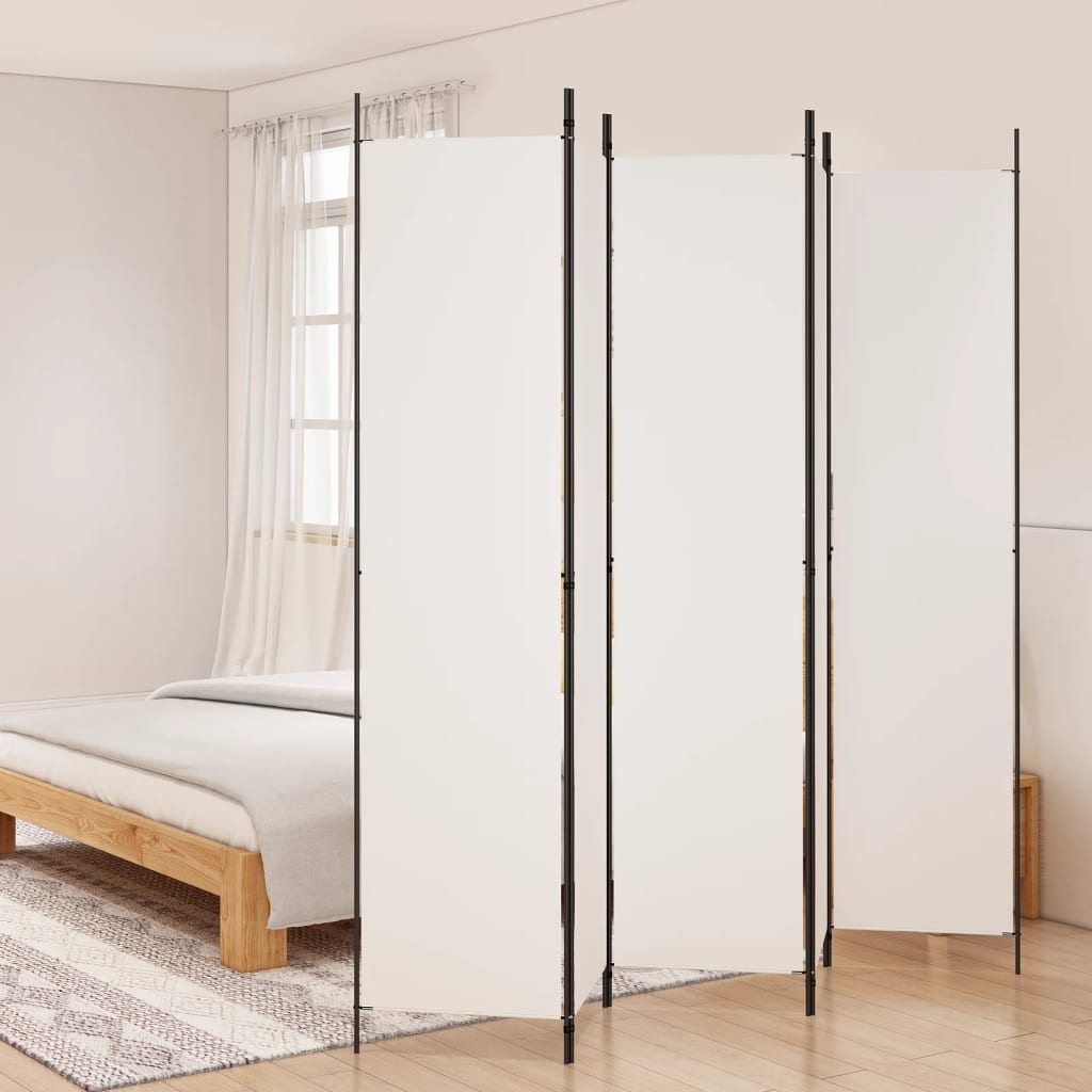 Room divider, 5 panels, white, 250x220cm, fabric