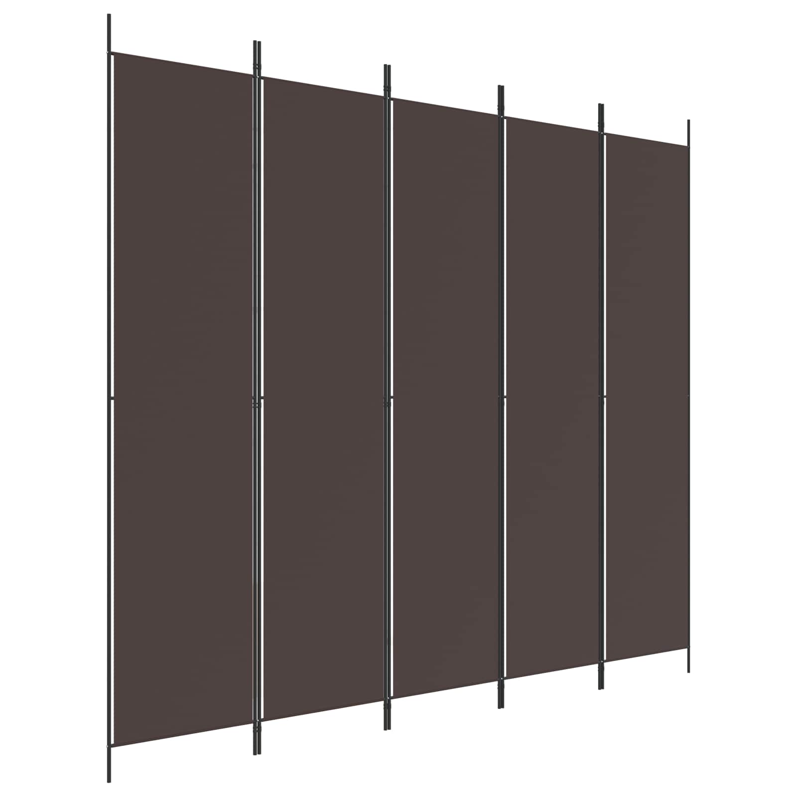 Room divider, 5-panel, brown, 250x220cm, fabric