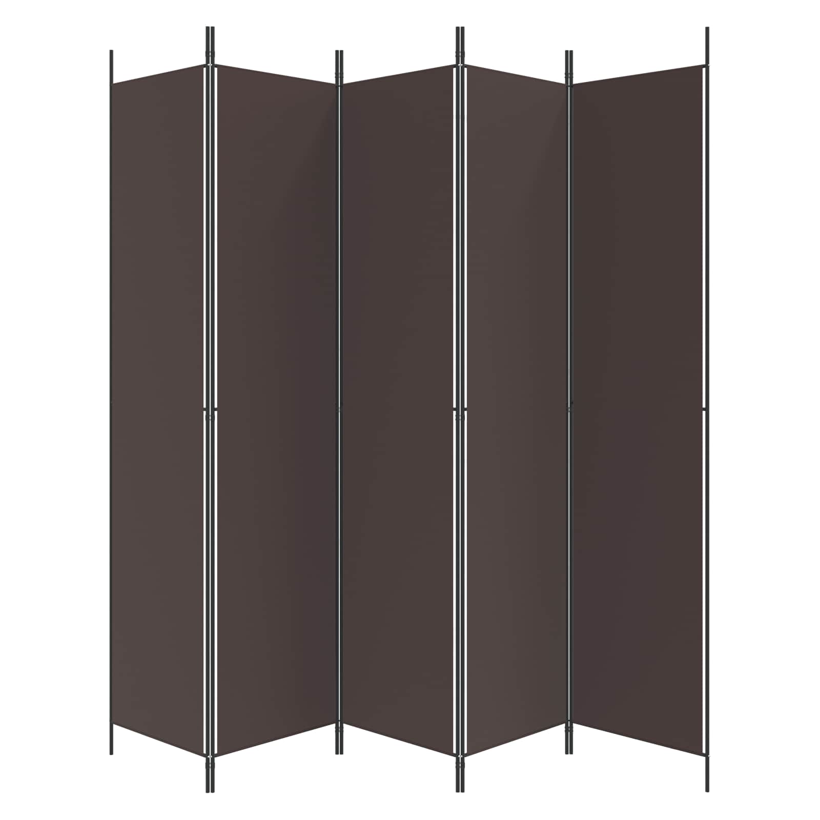 Room divider, 5-panel, brown, 250x220cm, fabric
