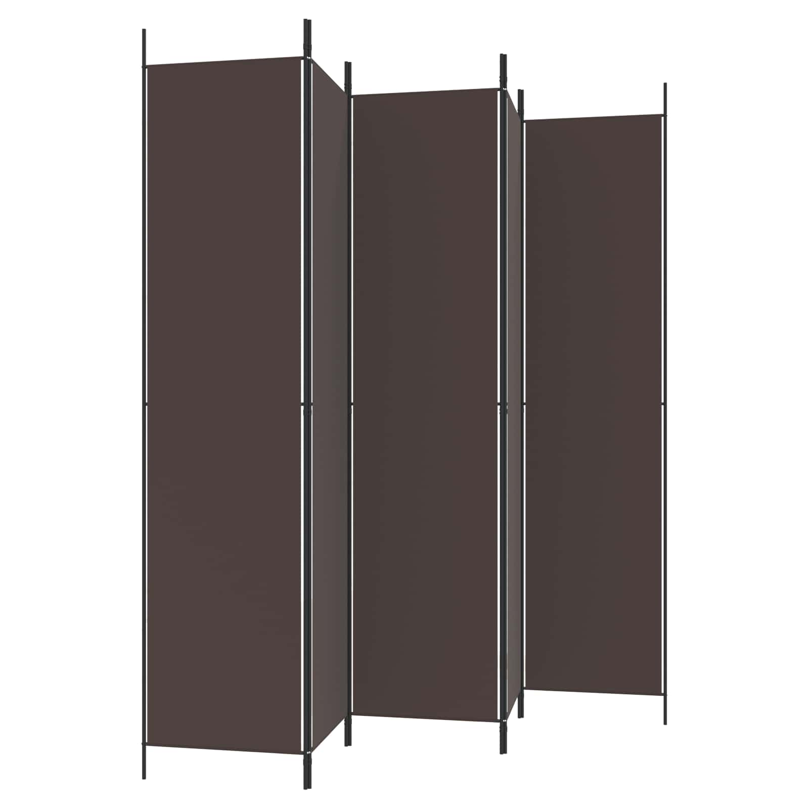 Room divider, 5-panel, brown, 250x220cm, fabric