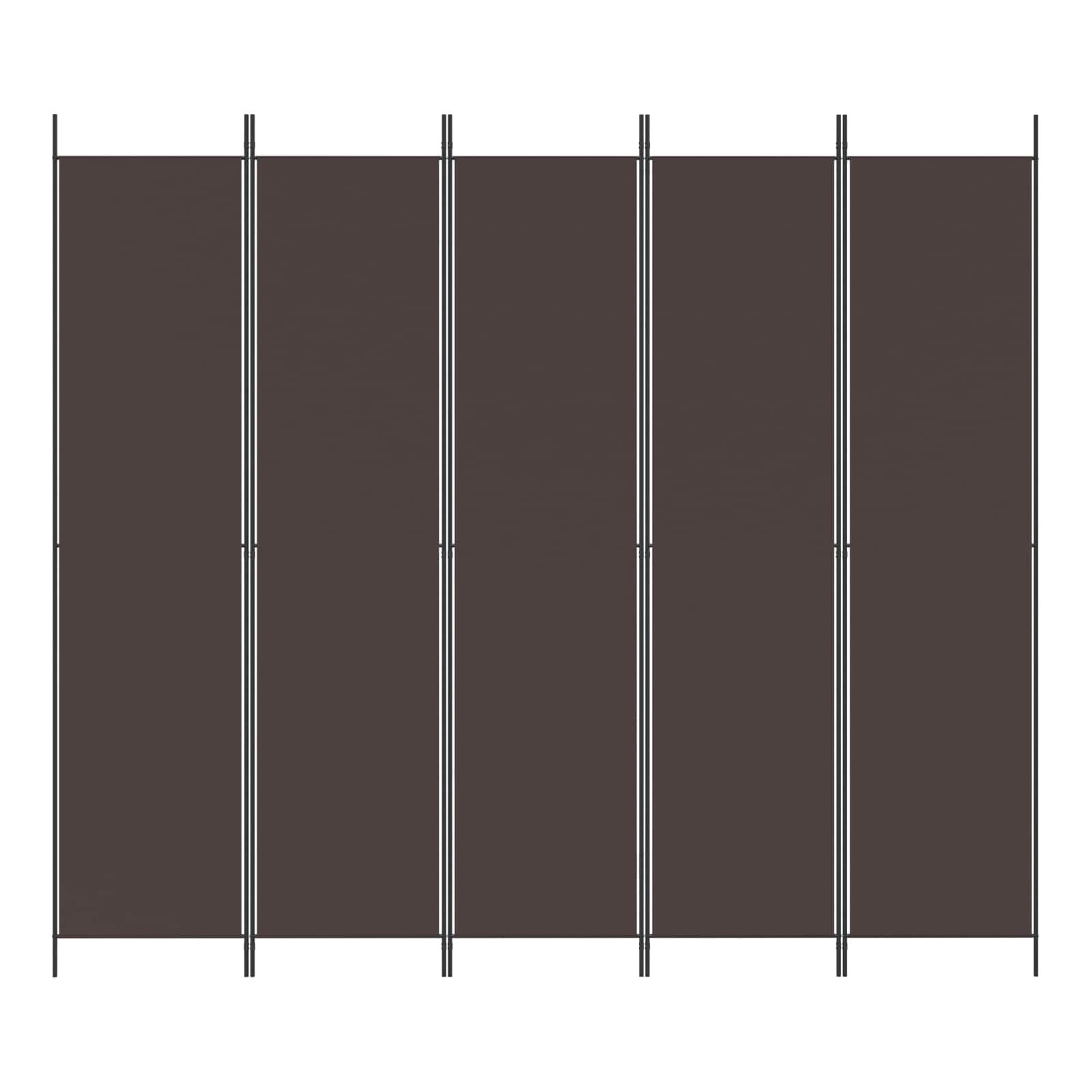 Room divider, 5-panel, brown, 250x220cm, fabric