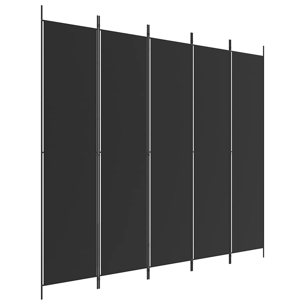 Room divider, 5-panel, black, 250x220cm, fabric