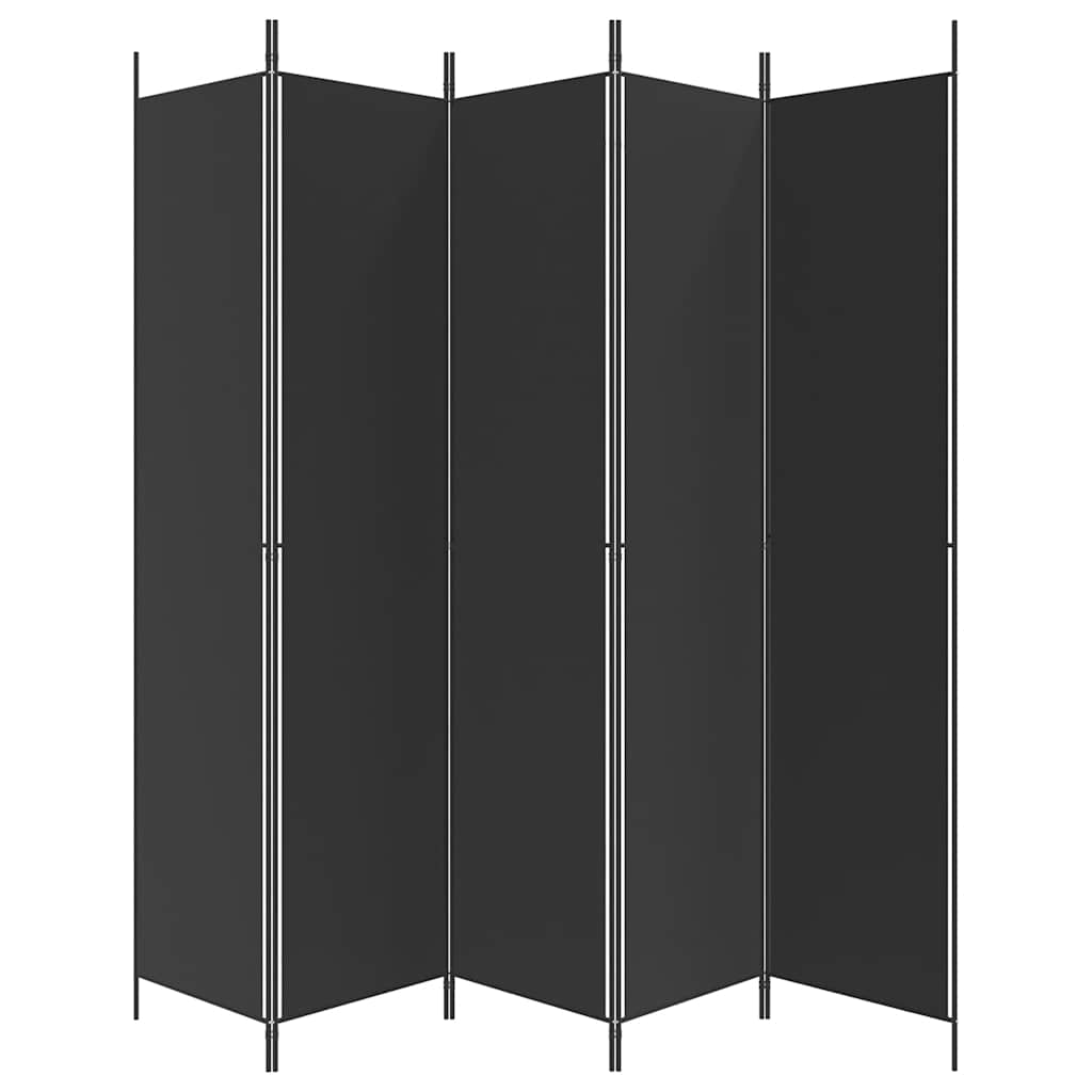 Room divider, 5-panel, black, 250x220cm, fabric