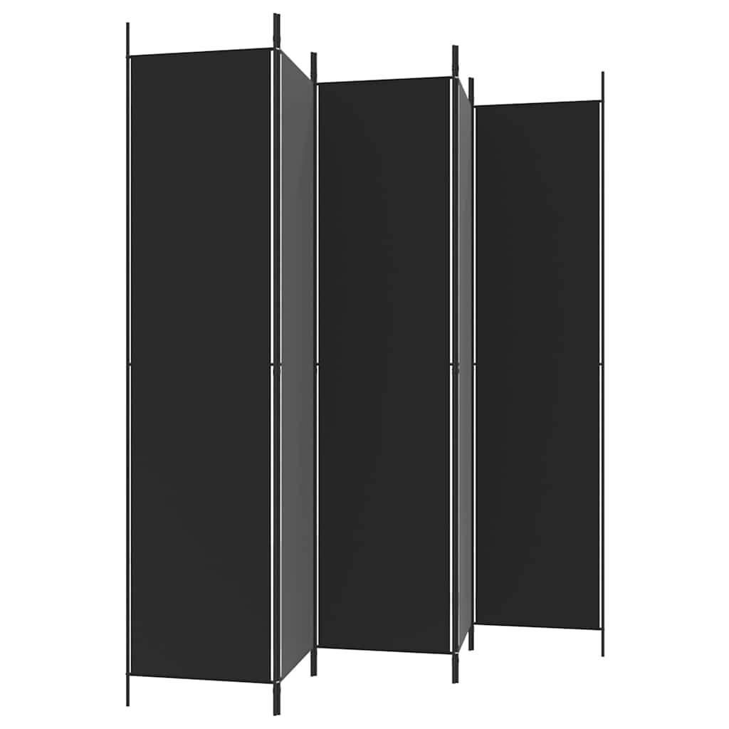 Room divider, 5-panel, black, 250x220cm, fabric