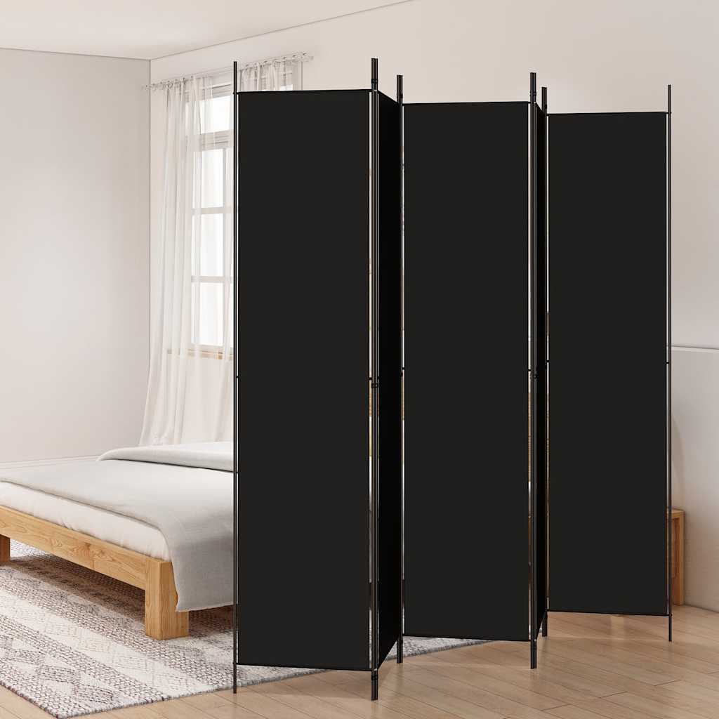 Room divider, 5-panel, black, 250x220cm, fabric