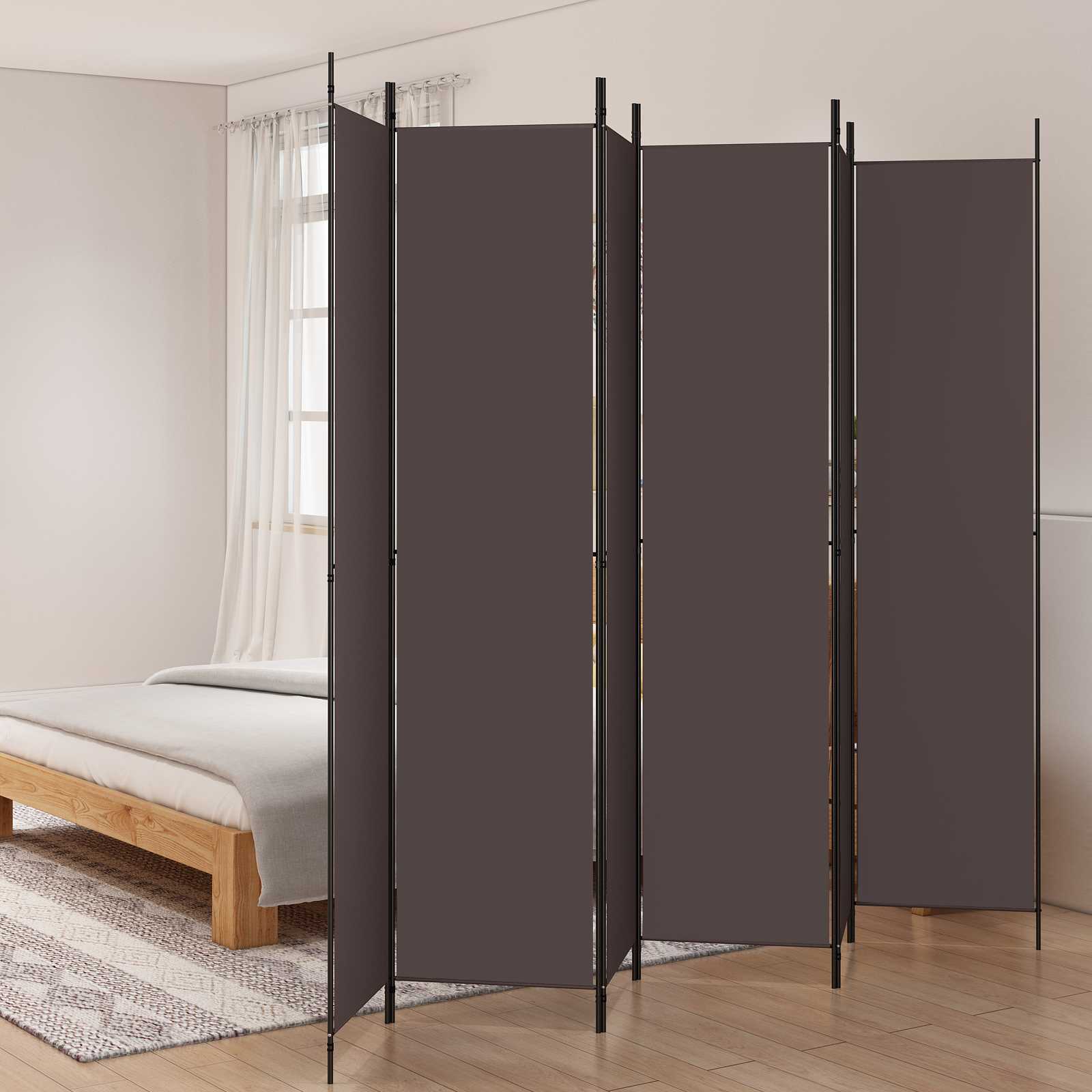 Room divider, 6-panel, brown, 300x220cm, fabric