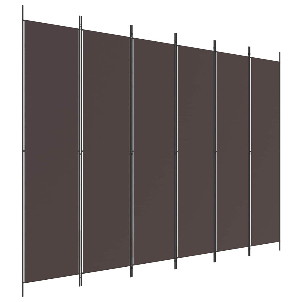 Room divider, 6-panel, brown, 300x220cm, fabric