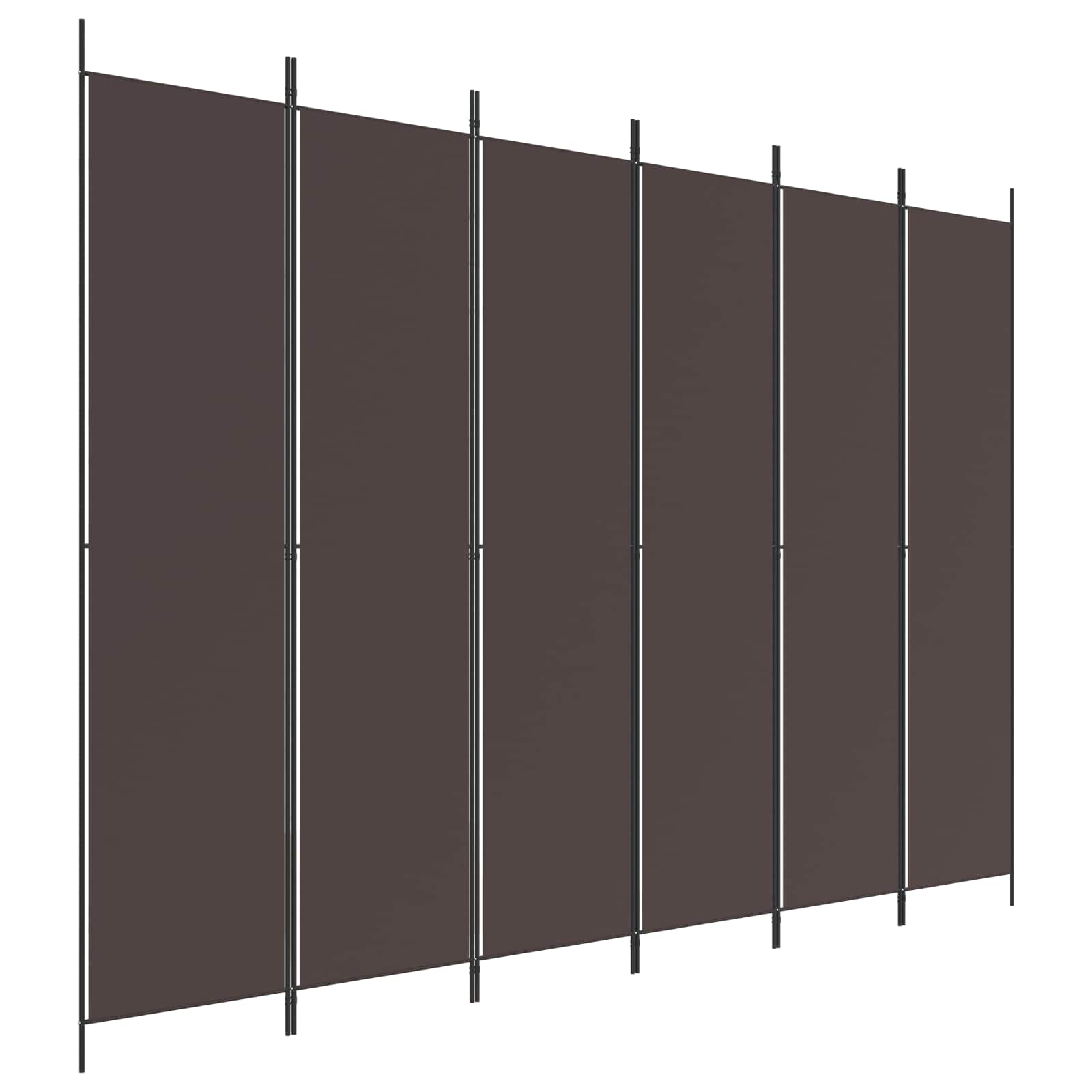 Room divider, 6-panel, brown, 300x220cm, fabric