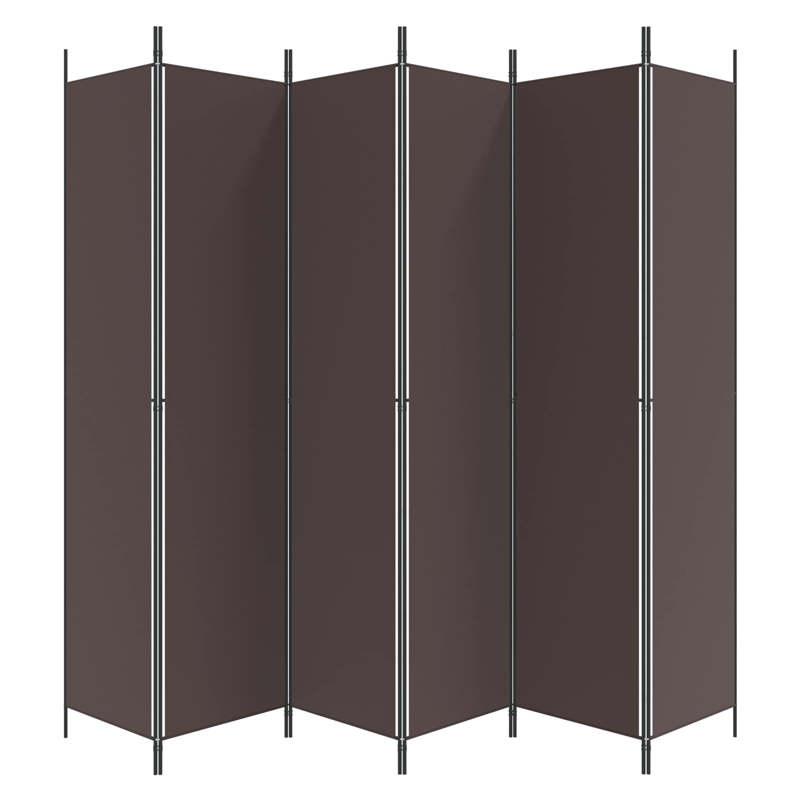 Room divider, 6-panel, brown, 300x220cm, fabric