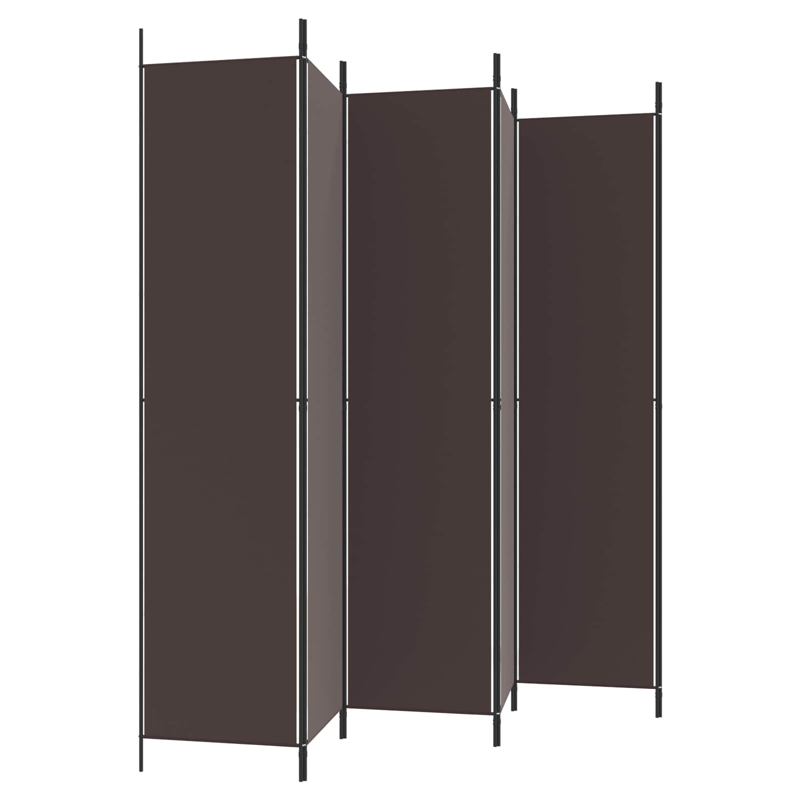 Room divider, 6-panel, brown, 300x220cm, fabric