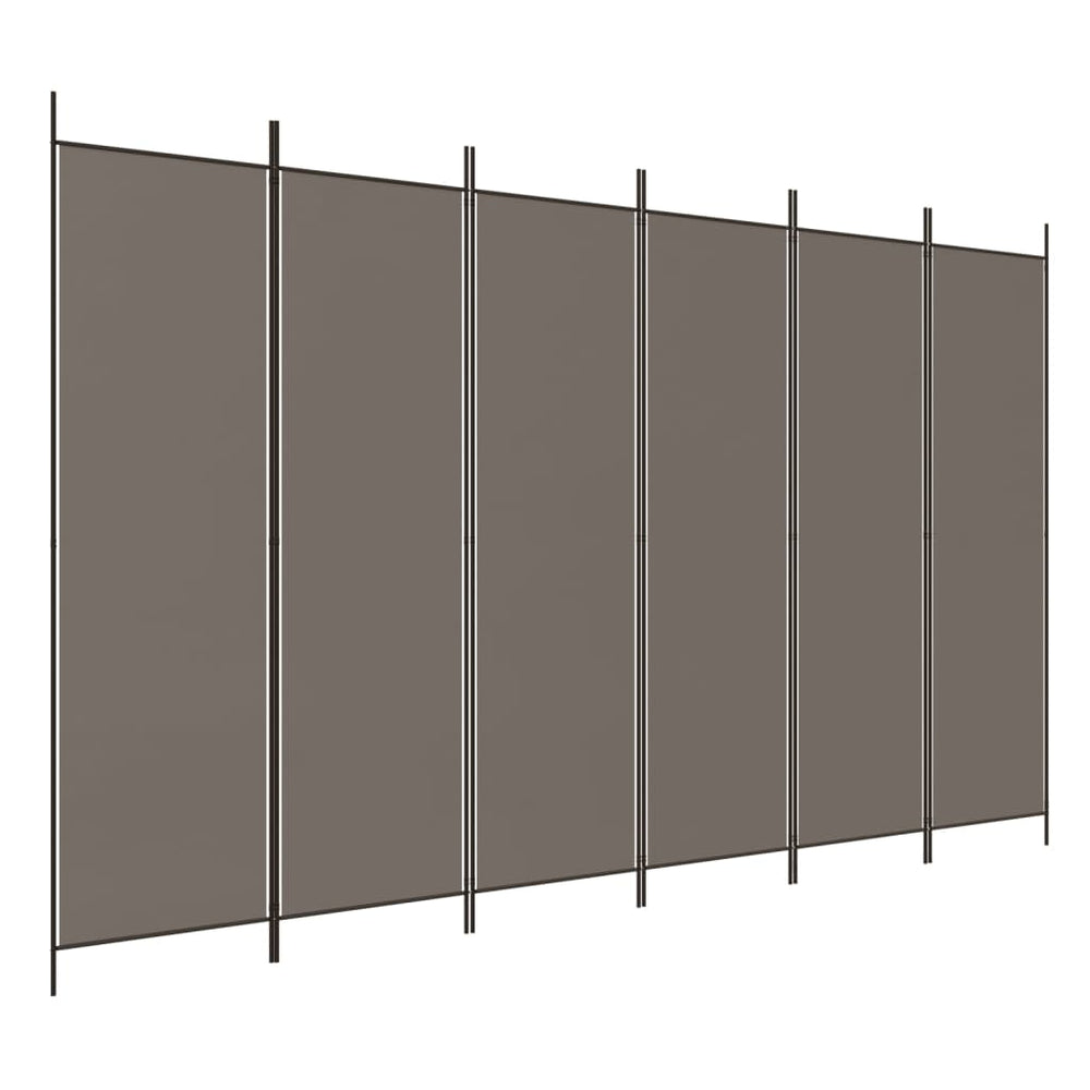 Room divider, 6-panel, anthracite, 300x220cm, fabric