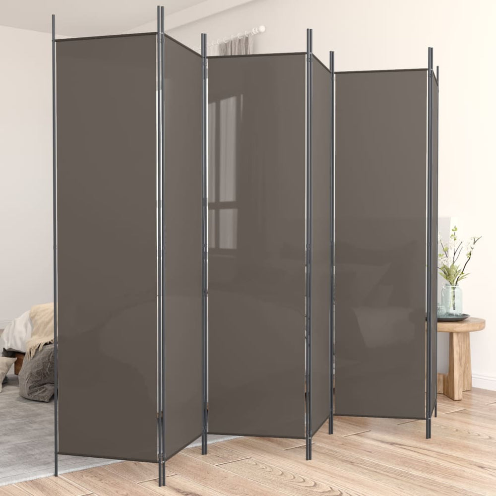 Room divider, 6-panel, anthracite, 300x220cm, fabric