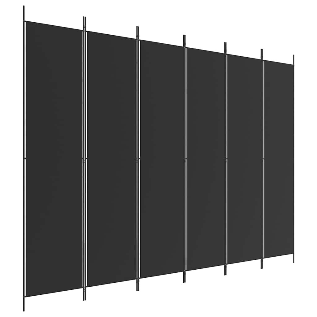 Telpu starpsiena, 6 daļas, melna, 300x220cm, audums